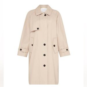 Frame Denim Beige Trench Coat with Black Buttons size S